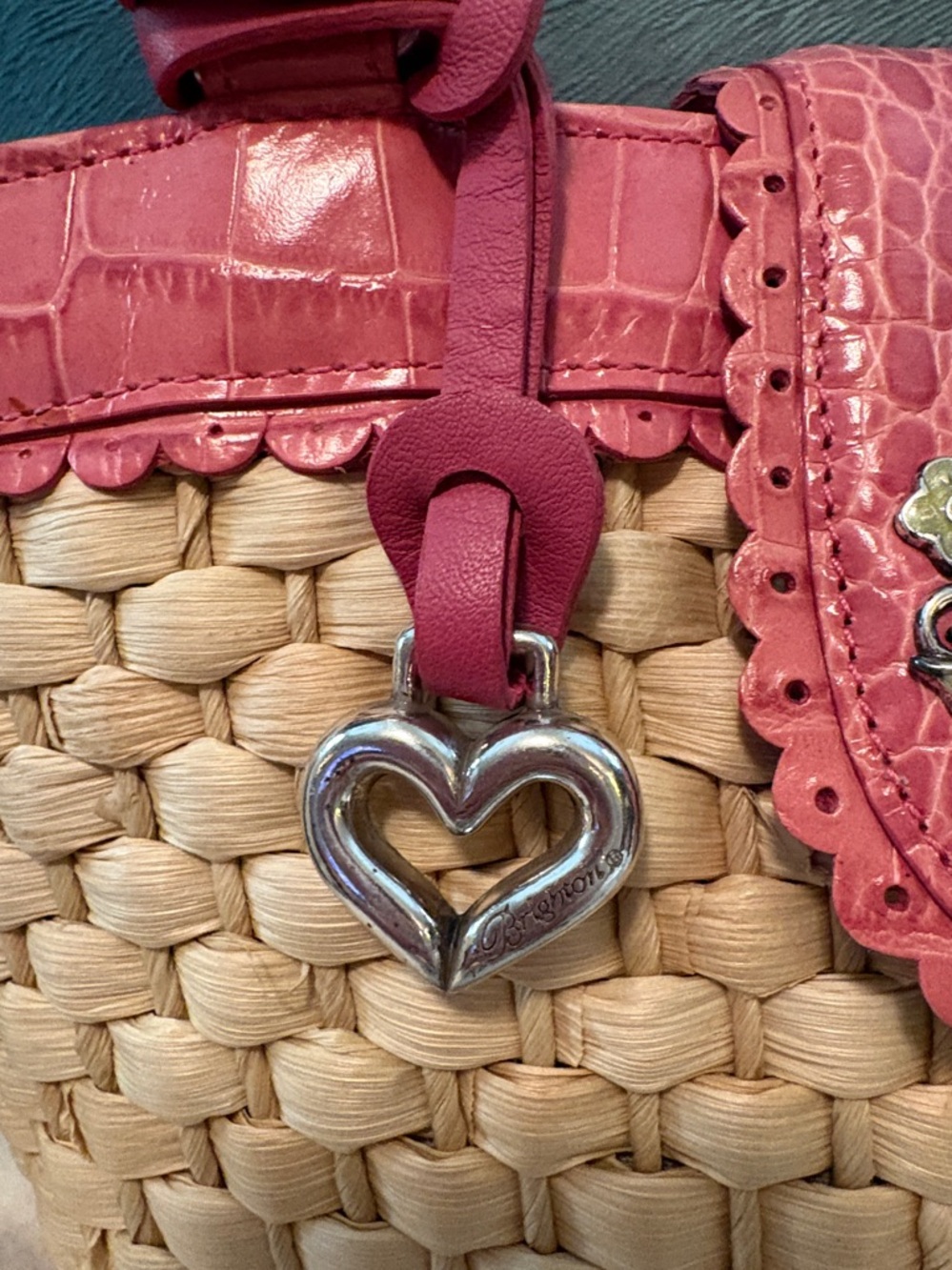 Brighton Pink Trim Woven Tote with Butterfly Charm - Picture 3 of 12